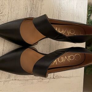 Calvin Klein Black Slip-On Flats with Pointed Toe